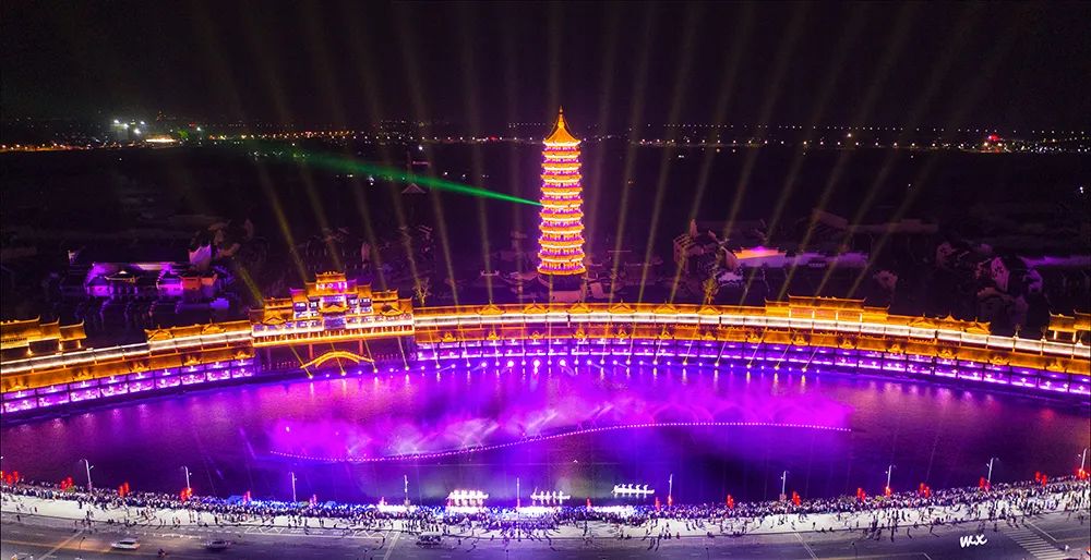 【龙之梦夜游】湖州太湖渔人码头,龙之梦太湖古镇,夜游看喷泉灯光水舞