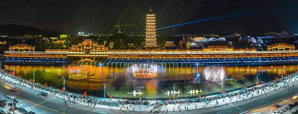 【龙之梦夜游】湖州太湖渔人码头,龙之梦太湖古镇,夜游看喷泉灯光水舞
